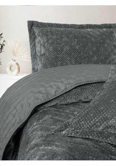 Cotton Box Softnest Çift Kişilik Yatak Örtüsü Boleta Koyu Gri Koyu Gri