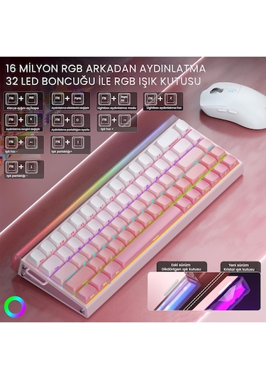 Aula Hero 68 He Manyetik Klavye Rapid Trigger Black King Switch 8000hz Rgb Neon Tkl Hot Swap Oyuncu Klavyesi Pembe