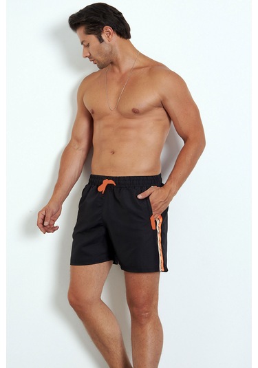 Enrico Ferry Erkek Siyah Cepli Hızlı Kuruyan Deniz Şortu Edy2512s