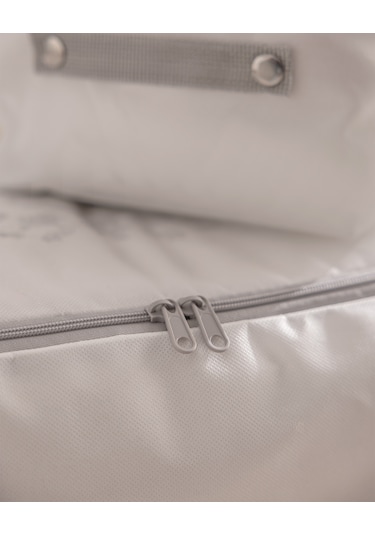 Madame Coco Çiçek Desen Baskılı 2'li Hurç - Beyaz/gri 8684427147740 Beyaz