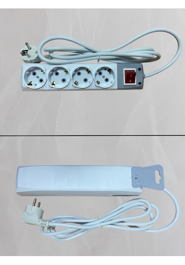 De-pa 4'lü Anahtarlı Grup Priz 3 Metre
