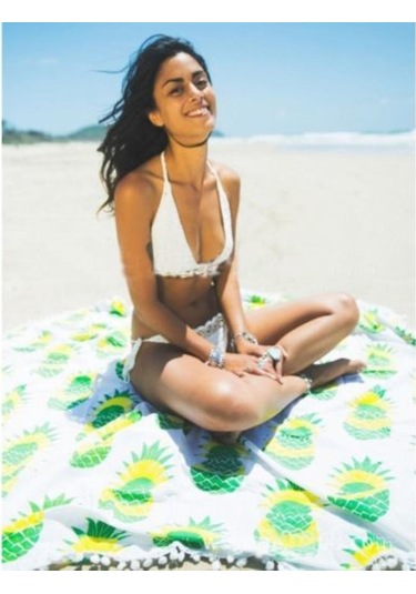 Suntek Plaj Yuvarlak Goblen Bohem Hippi Ananas Roundie Yoga