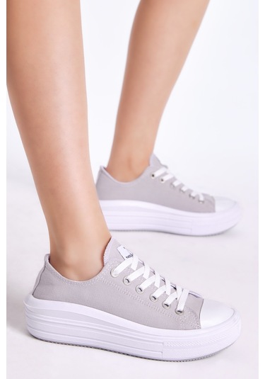 Tonny Black Kadın Gri Rahat Kalıp Kalın Tabanlı Spor Ayakkabı