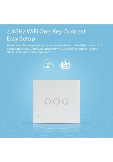 Fastbuy Neo Nas-sc03w Kablosuz Wifi Akıllı Işık Anahtarı, 3 Gang, Ab Güç Kaynağı, Beyaz Renk, Standart Boyut, Mekanik Kullanı