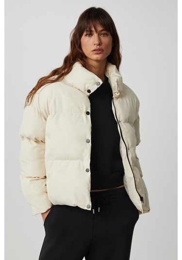 KEIRAN Kadın Dik Yaka Astarlı Beyaz Mont