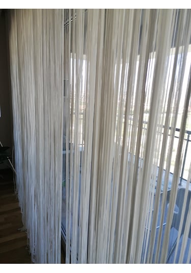 İp Model Kırık Beyaz Renk İp Perde 300 270 Cm - 2 Mm Şerit Kırık Beyaz