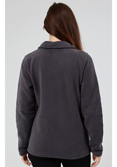 Genıus Store Store Kadın Polar Tam Fermuarlı Outdoor 3 Cepli Spor Polar Ceket Füme