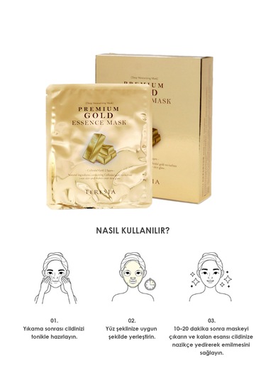Teresia Premium Gold Mask Altın Özlü Yoğun Nem & Aydınlatıcı Kağıt Maske