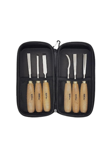 Rox Wood Ahşap Oyma Iskarpela Seti 6 Parça Neopren  Çantalı