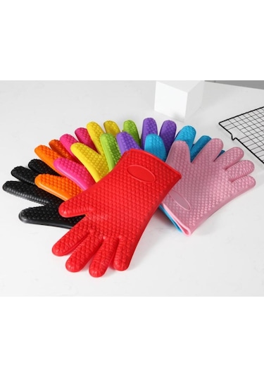 Gül Kırmızı 1 Çift Pişirme Araçları Beş Parmak Kalp Silikon Eldi Fırın Eldivenleri Haşlanma Önleyici Kapaklar&Aksesuarlar 56514548