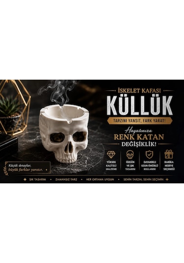 Kafatası Küllük , İskelet Kafatası Küllük , Kurukafa Küllük