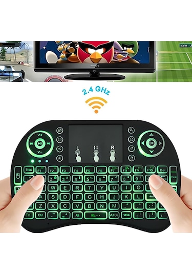 Smart TV - TV Box Kablosuz Dokunmatik Işıklı Q Klavye - Wireless