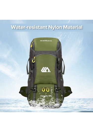 Yunboo 50l Dayanıklı Dağcı Çantası - Kamp Ve Yürüyüş İçin Ergonomik Sırt Çantası Yeşil