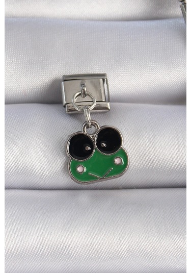 Zarif Kadın İçin Silver Çelik Yeşil Kurbağa Bileklik Gri