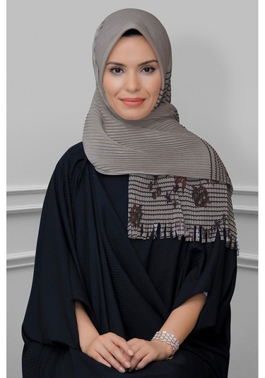 Vizon Pratik Hazır Geçmeli Tesettür Eşarp Kesik Elyaf Piliseli Çi (545491610) Vizon