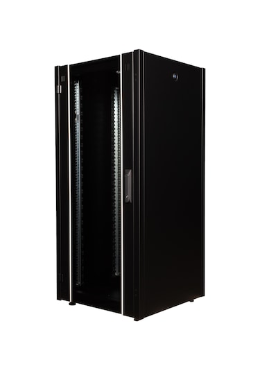 Lande Demonte 26u 600x600 Hyperline Dikili Tip Rack Kabinet Siyah Ön Cam Kapak / Tekerlekli