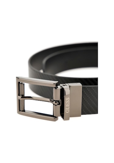 Erkek Çift Taraflı Ayarlanabilir Deri Kemer - Siyah Siyah