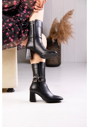 Albini A-10994 Kadın Fantazi Bot Siyah Rugan Siyah