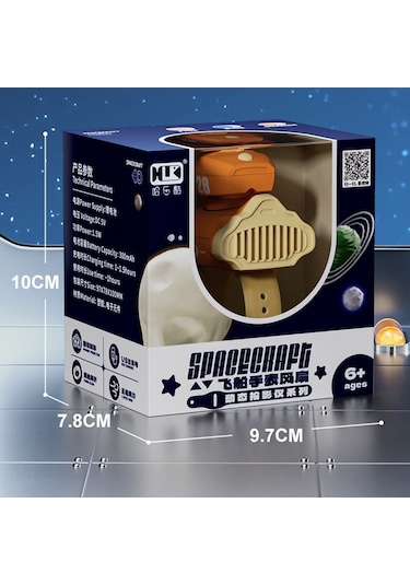 Cbtx Çocuk Uzay Gemisi Karikatürlü Fan Projeksiyon Bladeless Bilek Fanı Turuncu