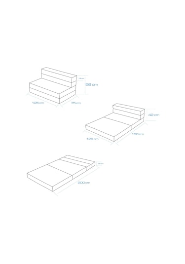 Homedius Valeria Çift Kişilik Katlanır Yatak Olabilen Koltuk Gri - 125x200 Cm Gri