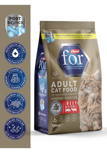 Postbiyotikli Dengeli Formül Biftekli Yetişkin Kedi Kuru Maması - 1.5 Kg