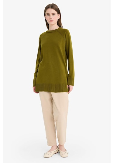 Defacto Regular Fit Bisiklet Yaka Tunik C4474ax25wnkh463 Haki