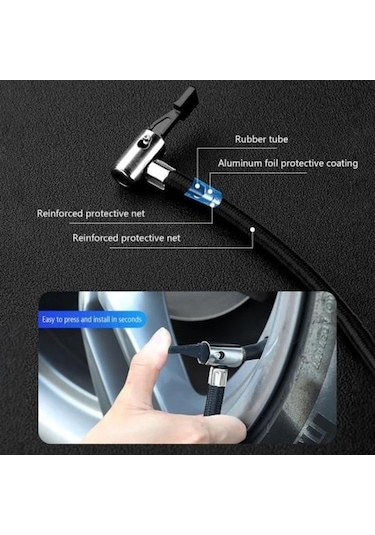 Novahub 12v Hızlı Şarjlı Taşınabilir Lastik Kompresörü, Acil Durum Led Işık, Dijital Ekranlı Hava Pompası