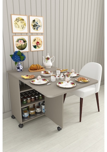 Asra Trend %100 Mdflam 105cm Mutfak Adası Yemek Masası Kahve Köşesi Ma-01 Kül Gri Gri