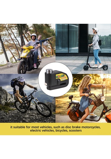 Vkemall 110db Alarmlı Disk Fren Kilidi - Motosiklet Hırsızlık Önleme, Su Geçirmez Ve Titreşim Sensörlü