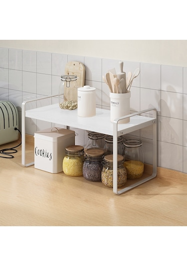 Çelik + Ahşap Kütük Katmanlı Ev Baharat Depolama Rafları Masaüstü Depolama Rafları