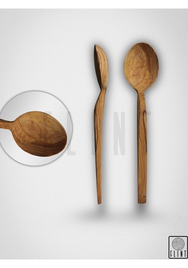 Zeytin Ağacı El Yapımı Tahta Ahşap Kaşık Mutfak Yemek Kaşığı 32cm