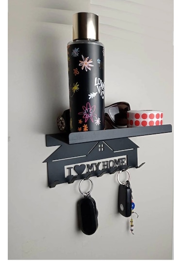 Azer Anahtar Askısı My Home Mat Siyah Mat Siyah