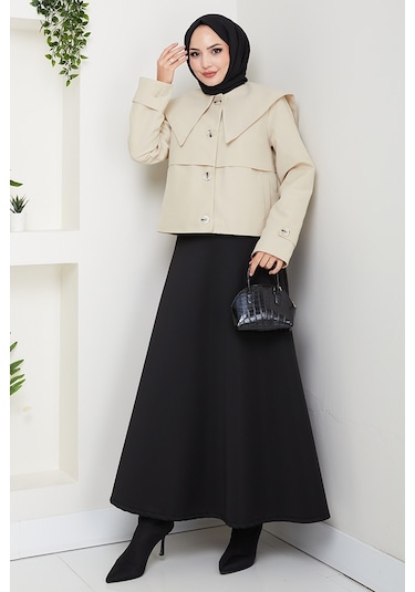 Pelerin Görünüm Astarlı Trenç 1625 - Bej Bej