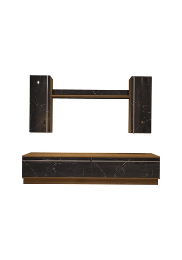 Decoraktiv Eko 5db Mdf Std Tv Ünitesi Tv Sehpası Pera - Siyah Mermer