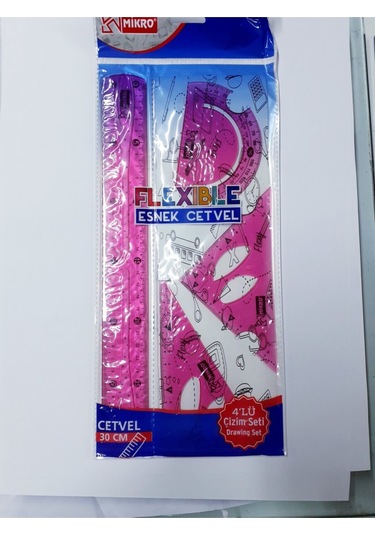 Flexible 4'lü Esnek Cetvel Kırılmaya Dayanaklı Pembe Pembe