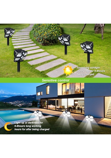 Singree Güneş Enerjili 124 Led Hareket Sensörlü Dış Mekan Aydınlatma Lambası - Ip65 Su Geçirmez