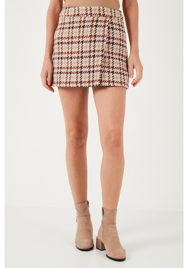 Lela Pamuk Karışımlı Regular Fit Kışlık Bayan Şort Etek 61100015 Kahve