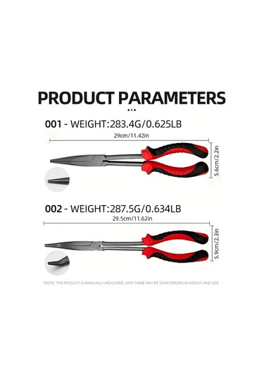 Elmpaly 001 1pc 11 Uzun Menzilli Sivri Burunlu Misina Pensesi Yüksek Karbonlu Çelik Ergonomik Kırmızı Tutma Yeri Balıkçılar İçin Hediye