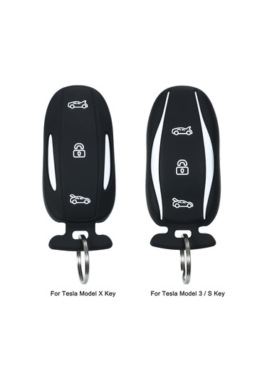 Suofeng Tesla Model 3/s Anahtar Kılıfı Silikon Materyal Siyah, Tam Uyumlu, Butonları Koruyucu, Metal Kanca İle Taşınabilir
