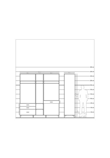 Kronos Dolap 7 Raflı 4 Çekmeceli 3 Askılı 220x59x243 Antrasit-aytaşı/antrasit Aytası/antrasıt