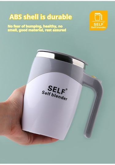 Soulader Otomatik Karıştırmalı Paslanmaz Çelik Seyahat Kahve Kupası, Elektrikli Çırpıcılı Bardak, Şarj Edilebilir Taşınabilir French Press Alternatifi Gri