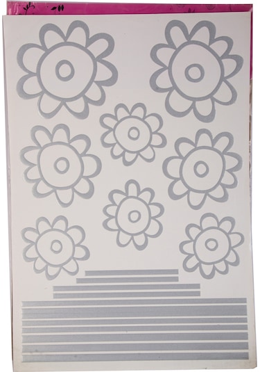 Sıa Duvar Süsü Sticker Gri Papatyalı Şeffaf Filmli Pvc