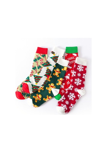 Erkek, Kadın Ve Çocuklara Özel Ağaç Ve Kar Tanesi Desenli Midi Yılbaşı Çorapları.