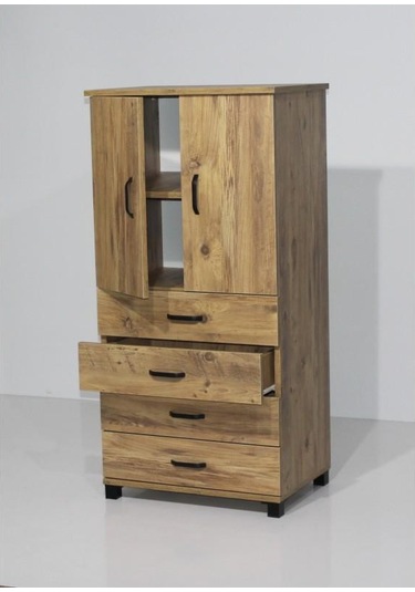Buket 4 Çekmeceli Raflı Kapaklı Şifonyer 61x44x128 Demonte 001