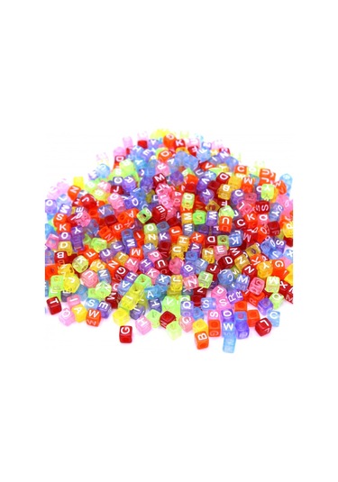Harf Boncuk Akrilik Küp Renkli 6 Mm 250 Gr