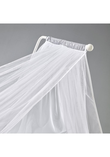 Meltem Kids Kral Anne Yanı Ahşap Sallanır Beşik 60 x 120 CM (Beyaz - Moon) Gri