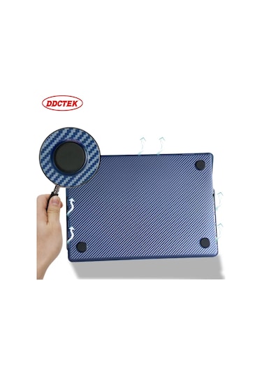 Arabulalaca Macbook Air 13 2020 A2179 Karbon Desenli Koruma Kılıf Mavi