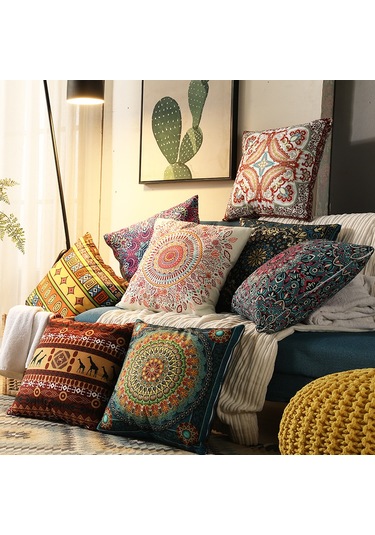 Yeni Sade Tarzda Baskılı Yastık Kılıfı No.95 Ekru