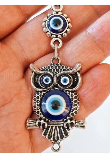 Moncuk Design Baykuş Şekilli Üzeri Cam Göz Süslemeli İnce İşlemeli Metal Anahtarlık