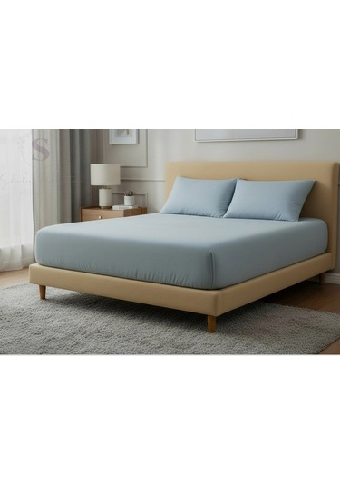 Shules Collection Mavi Çift Kişilik Çarşaf+yastık Seti %100 Pamuk Mavi